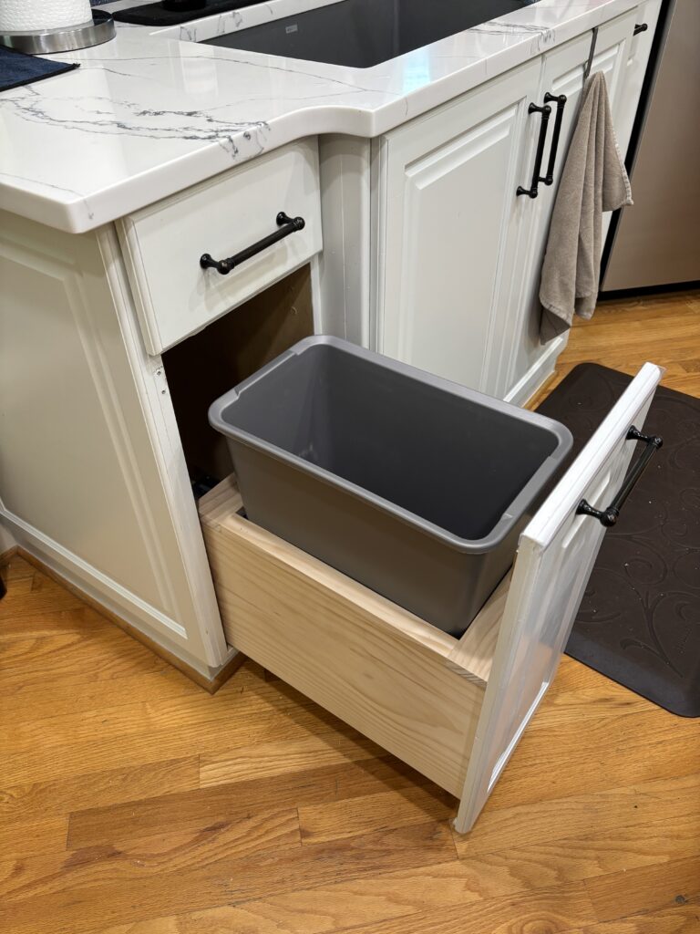 Custom Trash Can Pull Out Installation in Apex — apex