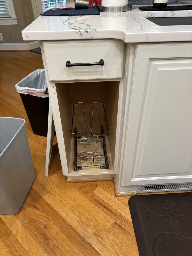 Custom Trash Can Pull Out Installation in Apex — apex nc